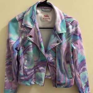 Justic tie-dye marble crop jacket